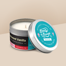 Load image into Gallery viewer, Old Fashioned Vanilla soy candle in a 4 oz travel tin, from the Daily Scoop Collection by Angela Rose Studios. An officially licensed product, made in collaboration with the Wisconsin Union.