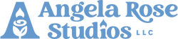 Logo of Angela Rose Studios, LLC with the brandmark in a blue color scheme and text on two lines.