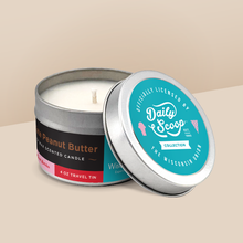 Load image into Gallery viewer, Chocolate Peanut Butter soy candle in a 4 oz travel tin, from the Daily Scoop Collection by Angela Rose Studios. An officially licensed product, made in collaboration with the Wisconsin Union.