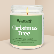 Load image into Gallery viewer, Christmas Tree soy candle in a 9 oz glass jar, from the Signature Collection by Angela Rose Studios.