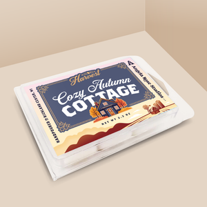 Cozy Autumn Cottage soy wax melt with 6 cubes, from the Wisconsin Harvest Collection by Angela Rose Studios.
