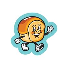 Load image into Gallery viewer, Golden dinner roll cartoon character smiling and waving.