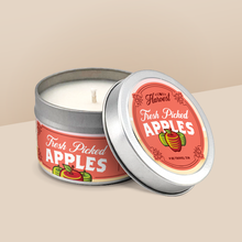 Load image into Gallery viewer, Fresh Picked Apples soy candle in a 4 oz travel tin, from the Wisconsin Harvest Collection by Angela Rose Studios.