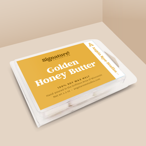 Golden Honey Butter soy wax melt with 6 cubes, from the Signature Collection by Angela Rose Studios.