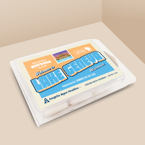 Lake Geneva soy wax melt with 6 cubes, from the Wanderlust Wisconsin Collection by Angela Rose Studios.