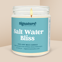 Load image into Gallery viewer, Salt Water Bliss soy candle in a 9 oz glass jar, from the Signature Collection by Angela Rose Studios.