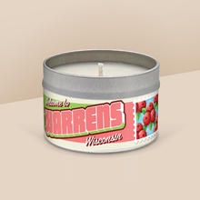 Load image into Gallery viewer, Warrens soy candle in a 8 oz travel tin, from the Wanderlust Wisconsin Collection by Angela Rose Studios.